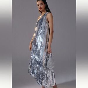 NWT Anthropologie Maeve One-Shoulder Sequin Dress XXS